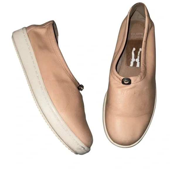 EILEEN FISHER Sydney Slip On Washed Leather Comfort Sneakers Blush Pink Size 8 - Picture 2 of 15